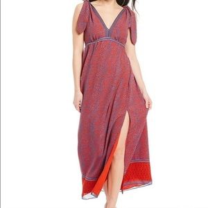 Chelsea & Violet V NeckMaxi Dress Red + Blue size XS MSRP $118